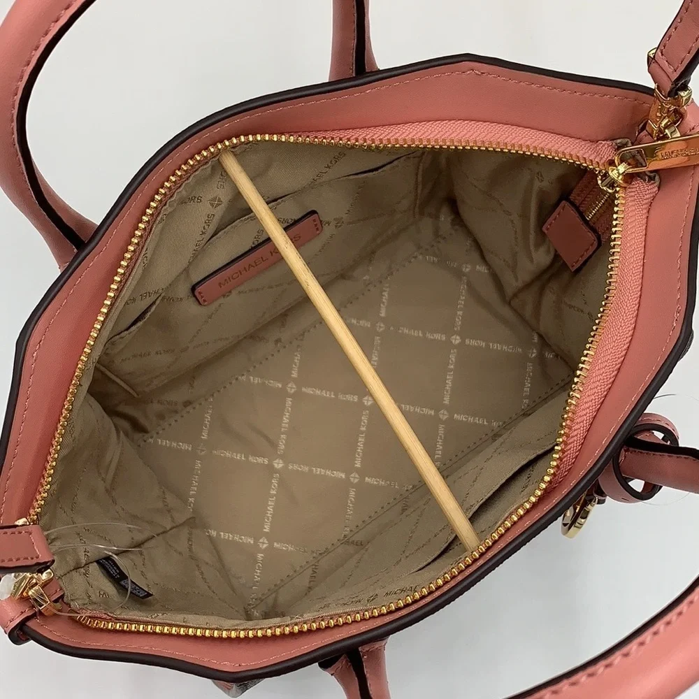 Michael Kors Avril Small Logo Top-Zip Satchel and Small Wallet Coinpouch Set - Picture 12 of 16